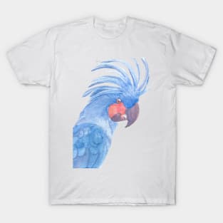 Palm cockatoo watercolor blue portrait T-Shirt